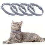 4Pcs Cat Calming Collar, Adjustable Cat Collar with Gentle Soothing Scents Waterproof & Adjustable Collars for Cats Kitten Puppy, Long-Lasting 30-Day Effect (Gray)