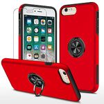 iPhone 7 Plus/8 Plus Case,NKECXKJ Design for Apple iPhone 7Plus/8Plus Phone Case with Screen Protector Ring Holder,Stand Slim Shockproof Hybrid Rugged Protective Cover for Women Girls 5.5 inch-Red