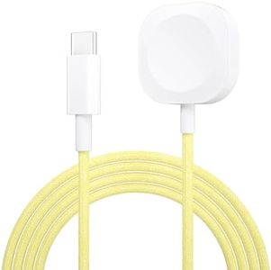 Watch Charger for Apple Watch Series 9/8/7/6/5/4/3/2/1 Charger, 3.3ft USB/USB C Upgraded Braid Magnetic Fast Charging Cable for iWatch 9 8 7 6 SE SE2 5 4 3 2 1 (Yellow, USB-C)