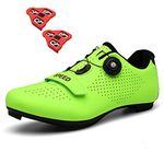 Cycling Shoes for Mens Womens Road Bike Shoes Included Cleats Clip Compatable Look Delta Indoor Peloton and SPD Lock Pedal Green Size UK 7