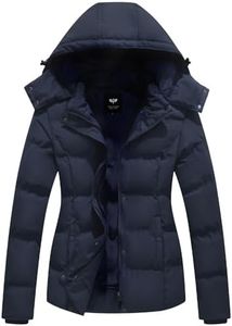 GGleaf Women's Hooded Warm Winter Coat Plus Size Thicken Puffer Jacket with Removable Hood Navy 2X