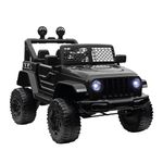 HOMCOM Kids Electric Ride On Car 12V Off Road Toy with Parental Remote Control 2 Motors Horn Lights Suspension Wheels for 3-6 Years Old Black