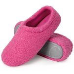 HomeTop Women's Fuzzy Curly Fur Memory Foam Loafer Slippers Bedroom House Shoes with Polar Fleece Lining (6.5, Carnation)