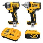 DEWALT 20V MAX* XR Impact Wrench, Cordless Kit, 1/2-Inch Mid-Range and 3/8-Inch Compact, 2-Tool (DCK205P1)