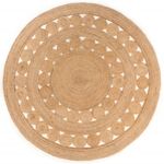 vidaXL 180 cm Round Handmade Jute Rug - Handwoven Braided Carpet with Natural Texture suitable for Bedroom, Living Room, Foyer