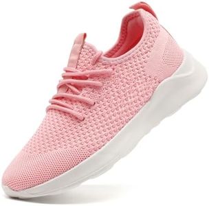 WOHHHW Women Walking Shoes Ladies Running Sneakers Breathable Mesh Sports Shoes Casual Lightweight Gym Lace up Sneakers Fitness Athletic Slip On Comfortable Pink US Size 8