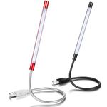 Tujoe 2 Pcs USB Reading Lamps with 10 LED Bead Brightness Dimmable Setting Flexible USB Keyboard Light USB Lamp for Desktop Notebook Laptop Computer, On/Off Touch Switch, Black and Red