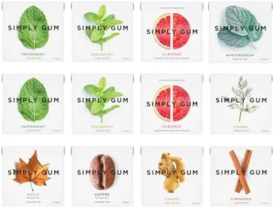 Simply Gum | Sampler Pack | Plant- Based Chewing Gum | Pack of 12 (180 Pieces Total) | Synthetic Free + Aspartame Free + non GMO