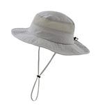 Home Prefer Men's Sun Hat UPF 50+ Wide Brim Bucket Hat Windproof Fishing Hats (Medium Gray)