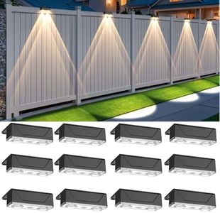 Srtyuo Solar Fence Lights Outdoor - 3 Color Modes(3000K/4000K/6000K), IP55 Waterproof Solar Lights, Fence Light Solar Powered for Outside, Backyard, Railing, Steps, Patio and Wall Lighting(12 Pack)