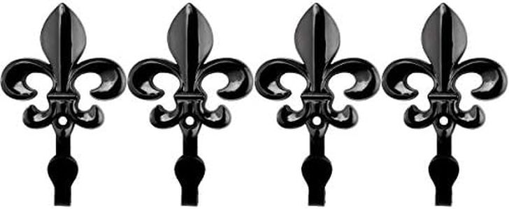 Ulifestar Bathroom Towel Hooks, Decorative Wall Hooks Coat Hooks Heavy Duty Metal Hooks Wall Mounted Hanging Hooks for Hanging Key Purse Robe Hat Scarf Belt Handbag Cup Mug and More,4 Pack (Black)