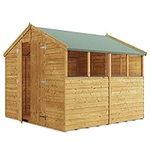 BillyOh 8x8 Overlap Wooden Garden Shed Double Door Windowed Apex Premium Roof Floor Felt - 8ftx8ft