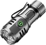 Skylla LED Torch Rechargeable, Super Bright Torch, 8 Modes, USB C Rechargeable, Waterproof, Compact Flashlight for Emergencies, Power Outages, Walking, Camping (Silver)