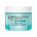 No7 Protect & Perfect Intense Advanced Fragrance Free Night Cream - Vitamin E & Shea Butter Face Cream - Fine Line Reducing Moisturizer with Collagen Peptide Technology (1.69 fl oz)