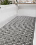 DEXI Shower Bath Tub Mat Non Slip Extra Long Bathtub Mat for Bathroom, 40 x 100cm Machine Washable Bath Mats with Suction Cups & Drain Holes for Elderly & Kids, Clear Grey