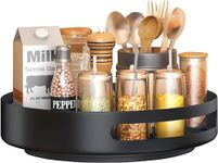 Lazy Susan Rotating Turntable Cupboard Organiser, Multi-Functional Spice Rack for Kitchen Storage and Organisation, Revolving Condiment Holder, Non-Slip Storage Racks 9 Inch (Black)