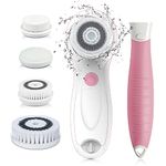 TOUCHBeauty Electric Shower Brush, Spa Massage Brush, Spin Shower Facial & Body Cleansing Brush Kit with Detachable Handle and 4 Brush Heads to Deep Clean Remove Exfoliating AG-07599PK