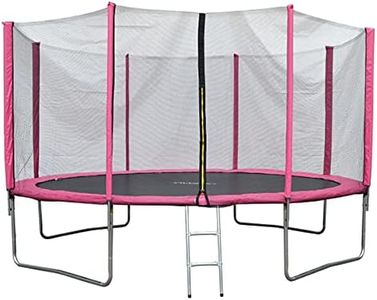 Evre Outdoor Trampoline with Safety Net, Padded Poles and Ladder in Blue or Pink 8 10 12 14 Ft (Pink, 14Ft)