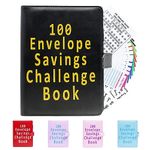 100 Envelope Savings Challenge Binder, PU Leather 100 Envelope Challenge Binder, with 12 Budget Sheets and 2 Purpose Stickers Kit, 100 Day Savings Challenge Envelopes Total C$5050 Cash