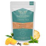 TeaNOURISH Mango Punch Green Tea | Darjeeling Loose Tea | Delicious Fruit Infusion | Real Mango | 100% NATURAL INGREDIENTS | Brew Hot or Iced Tea - 100 g