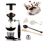 [New Upgraded Glass]Borasilicate Glass Syphon Coffee Maker, 5-Cup 600ml Vaccum Gravity Clear Coffee Tabletop Siphon Pot with Reusable Cloth Filter Coffee Brewer Hot Tea Maker Machine (Upgraded)