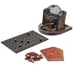 Navaris Bingo Set - Wood Veneer Bingo Game Set with 1-90 Balls Metal Tombola Drum Cage Cards and Markers - Family Games Set for Adults and Kids