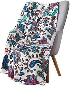 Serafina Home Throw Blanket: Velvelty Soft, Durable Fleece Accent for Bed or Couch (Multicolored Boho, 50 x 70 inches)