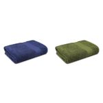 Trident 100% Cotton 2 Piece Bath Towel Set (Size : 70X140CM), 500 GSM (Navy and Olive)