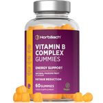 Vitamin B Complex High Strength | 60 Vegan Gummies - Tablet Alternative | with Vitamin B12, B6, B12, B2, B3, B5, Biotin, Folic Acid, Zinc and Iodine | Natural Tropical Flavour | by Horbaach