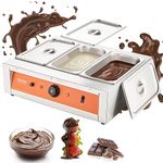 VEVOR Chocolate Tempering Machine, 26.5 Lbs 3 Tanks Chocolate Melting Pot Temp Control 86~185℉, 1500W Stainless Steel Electric Commercial Food Warmer for Chocolate/Milk/Cream Melting and Heating