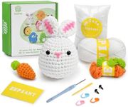 Crochet Kits for Beginners - All-in-One Stuffed Animal Knitting Sets - Step-by-Step Video Tutorials DIY, Rabbit&Carrot Crochet Kits