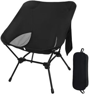 Omtofo Chaise Pliante Camping, Portable, Leger, Pliant, avec Poche, Chaise Ultra Leger, Adaptée Au, à La Pêche, à La Plage, Aux Voyages, Noir
