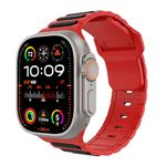 MoKo Sport Bands Compatible with Apple Watch Ultra 2/Ultra Band,Apple Watch Bands for Men Women 49mm 46mm 45mm 44mm 42mm,Silicone Replacement Strap for iWatch Series 10 9 8 7 6 5 SE Ultra 2,Bk/Red