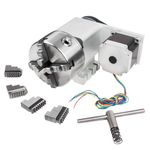 RATTMMOTOR K12-130mm CNC Router Table Rotary Milling Machine Rotational Axis A 4th Axis, 4 Jaw Chuck Dividing Head Reducing Ratio 4:1, Nema34 Stepper Motor