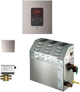 Mr.Steam eSeries MS400EC1 9kW Steam Bath Generator at 240V with iTempo Square Control Brushed Nickel with matching AromaSteam SteamHead, and AutoFlush (max 257 cubic feet)