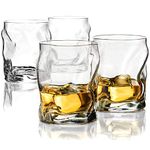 Double Old Fashioned Whiskey Glasses (Set of 4) Whiskey Glass Set, 14.¼ Ounce Crystal Clear Cocktail Glasses Barware For Whisky, Bourbon, Scotch, Water, Juice, Rock Glasses Drinking Glasses Gift Set (Set of 4)