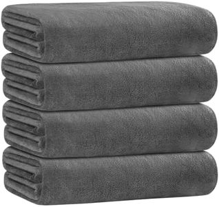 JML Bath Towels, Large Microfiber Bath Towels Set 4 Pack (30" x 60"), Lightweight & Soft Absorbent Bathroom Towels for Gym Yoga, Grey