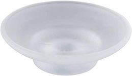 DECENT GLASS Soap Dish Frosted Round Soap Holder for Bathroom (Pack of 2, glass, clear)