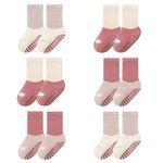 FedMois 6 Pairs Baby Kids Cozy Warm Winter Socks Anti-slip Infant Toddler Thermal Crew Socks, rabbit, 1-3 Years