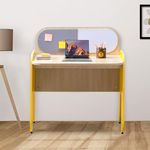 Smartsters Study Table with Pin-up Board & White Board, Engineered Wooden Rockstar Kids Study Table for 4 to 10 Years, Yellow, 40X37X24 Inches (Chair Not Included)