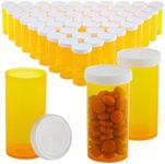 50-Pack Empty Medicine Bottles with Caps, 13 Dram Pill Bottles, Plastic Vials, Containers for Prescription Medication, Vitamins, Supplements, Orange (2.7 in) Bulk Pack