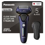 Panasonic Series 800 ES-LV67 , 5-Blade Wet & Dry Electric Shaver For Men, Rechargeable, Responsive Beard Sensor, Multi-Flex 16D Head, Navy and Black
