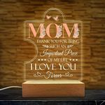 SANDJEST Acrylic Night Light for Mom - Mother Night Light Gift - Thank You for Being an Important Piece of My Life Night Lights Lamp Gift for Moms from Daughter Son on Birthday Christmas Valentines