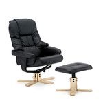 More4Homes SORENTO BONDED LEATHER SWIVEL RECLINER ARMCHAIR CHAIR with FOOT STOOL (Black)