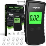 Breathalyzer Alcohol Tester Home Portable - Professional Breath Alcohol Tests for Personal Grade Accuracy with LCD Digital Display and 11 Mouthpieces