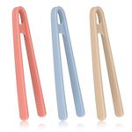 3pcs Silicone Mini Tongs, 5.5 Inch Colored Small Tongs for Kids Baby Toy Tongs Small Serving Tongs Mini Silicone Tweezers for Appetizers Fruit Ice Cube Candy Pastries