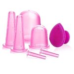 Silicone Cupping Therapy Set, Face Cupping Set for Face and Eyes Cupping Massage, Face Cupping Set Silicone Cup with Peeling Brush for Face Neck Skin (Small Medium Large, Pink)