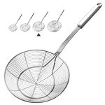 YFWOOD Cooking Skimmers, Spider Strainer , 7 Inch Stainless Steel Reinforced Double Coil Strainer Skimmer with Large Handle Asian Strainer Ladle for Kitchen Deep Frying Food Spaghetti Noodle(1 PC)