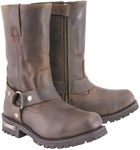 Milwaukee Leather Men's Classic 11-Inch Dark Brown Leather Harness Square Toe Motorcycle Boots MBM9062-11