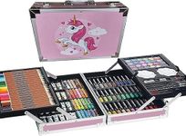 TREND-ASPIRE Unicorn Art & Craft Painting Box, Big Coloring Suitcase Multiple 145 Color Kit, Professional Drawing Water Color Pencils, Oil Pastel, Sketches & Acrylic (RANDOM COLOUR)